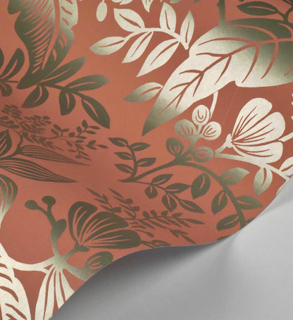 Canopy Wallpaper - Rose & Metallic Silver