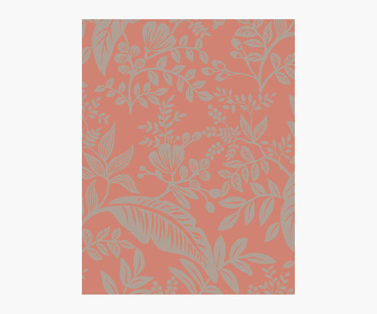 Canopy Wallpaper Sample - Rose & Metallic Silver - Peel and Stick Wallpaper