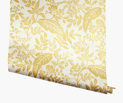 Canopy Wallpaper - Metallic Gold & White - Peel and Stick Wallpaper