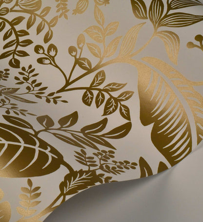 Canopy Wallpaper - Metallic Gold & White