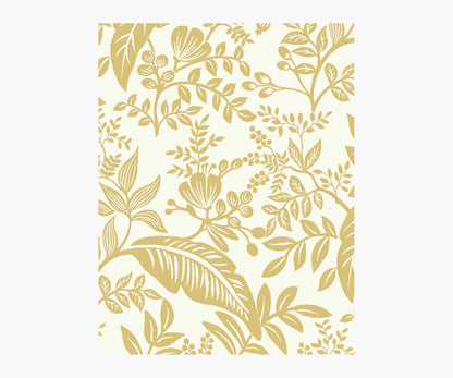 Canopy Wallpaper Sample - Metallic Gold & White - Peel and Stick Wallpaper