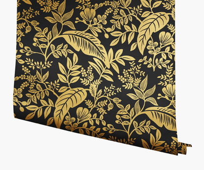 Canopy Wallpaper - Metallic Gold & Black - Peel and Stick Wallpaper