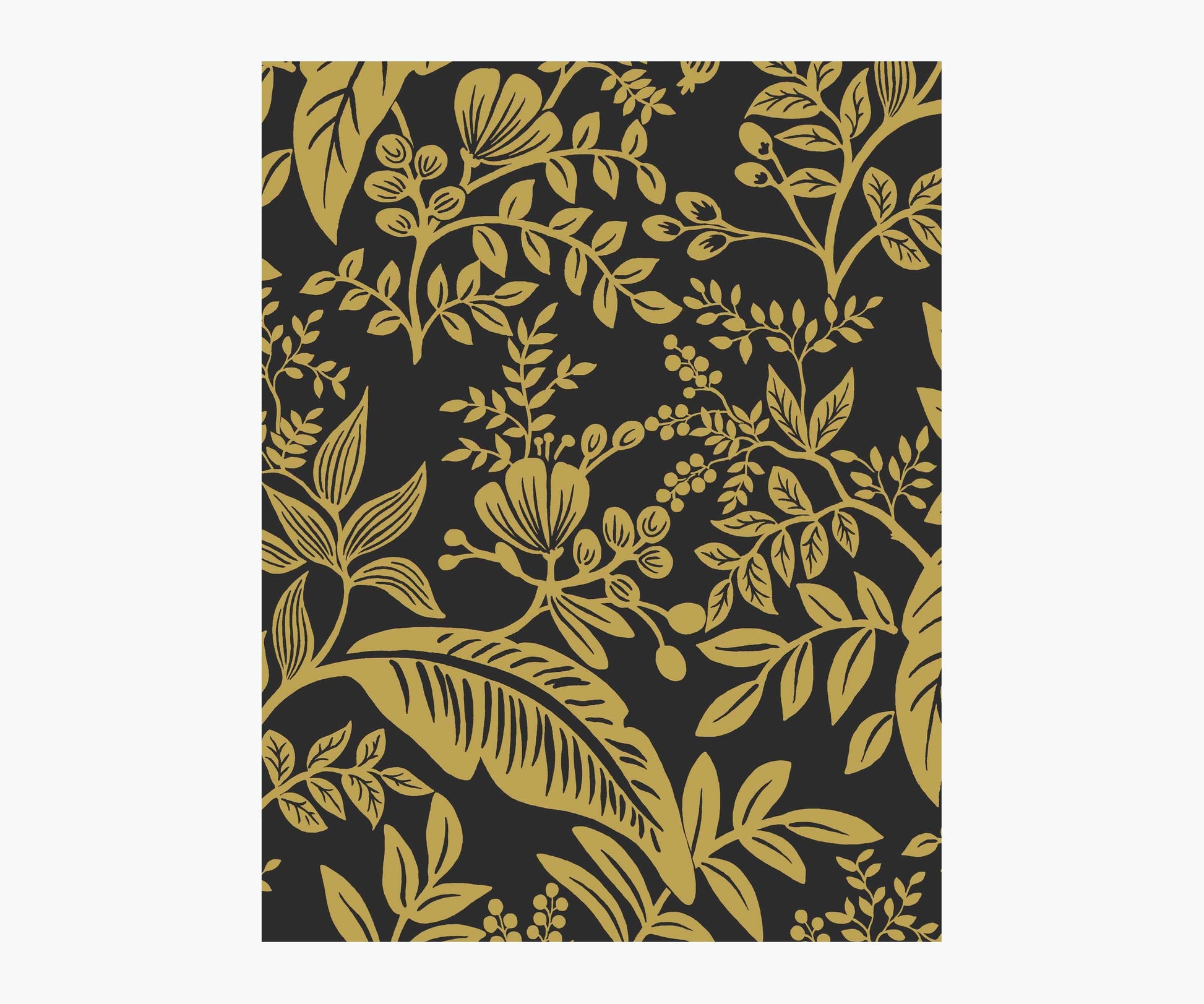 Canopy Wallpaper Sample - Metallic Gold & Black - Peel and Stick Wallpaper