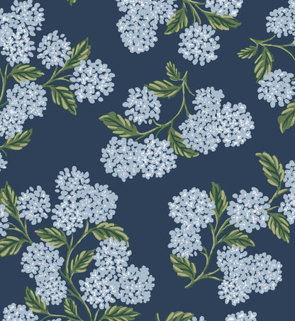 Hydrangea Wallpaper - Navy
