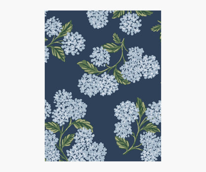 Hydrangea Wallpaper Sample - Navy - Peel and Stick Wallpaper
