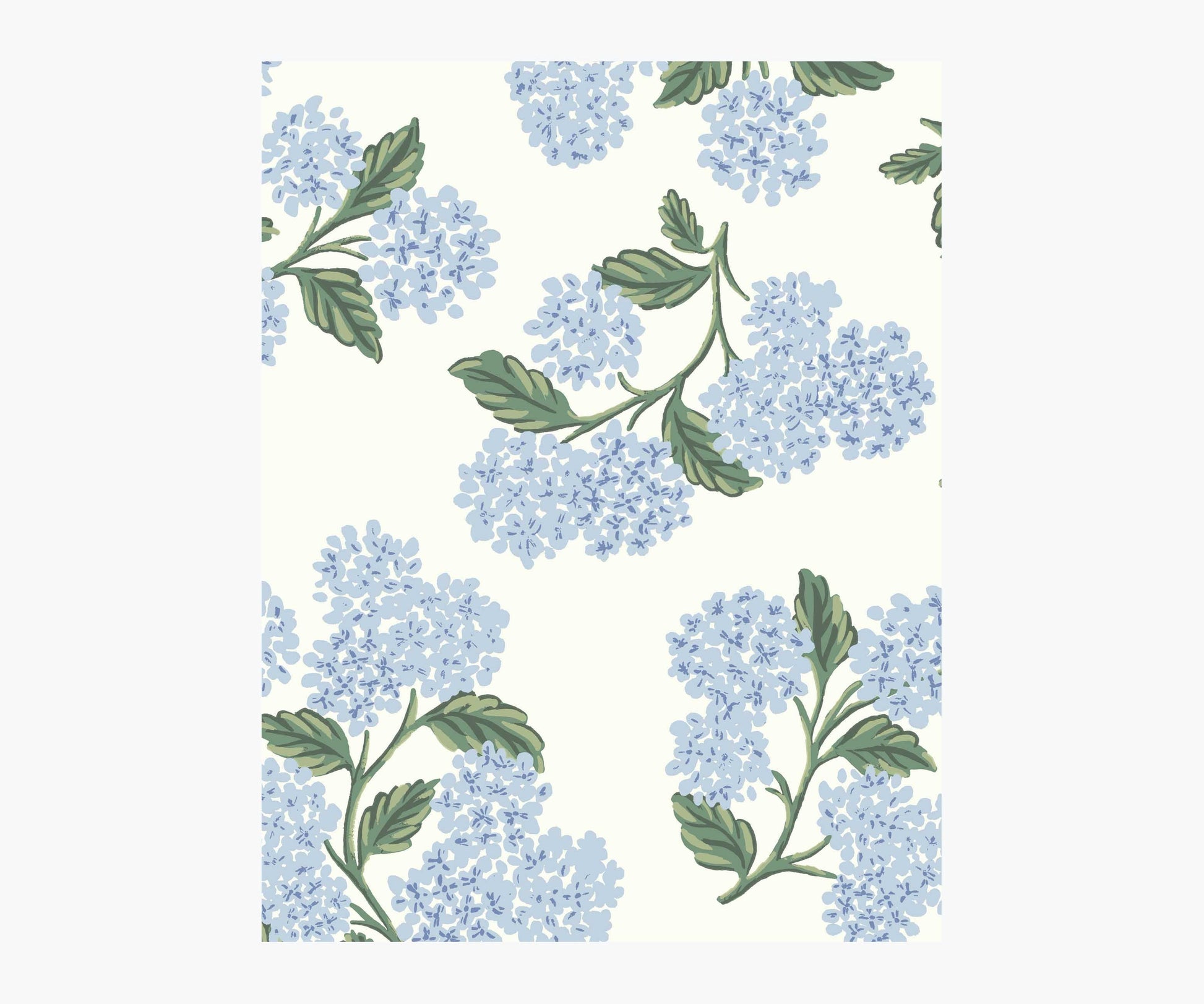 Hydrangea Wallpaper Sample - Blue & White - Peel and Stick Wallpaper