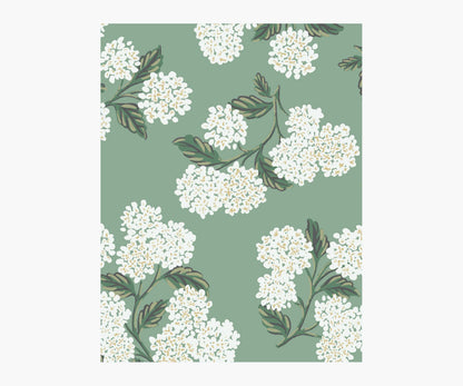 Hydrangea Wallpaper Sample - Jade - Peel and Stick Wallpaper
