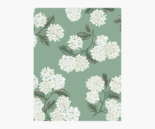 Hydrangea Wallpaper Sample - Jade - Peel and Stick Wallpaper