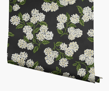Hydrangea Wallpaper - Black & White - Peel and Stick Wallpaper