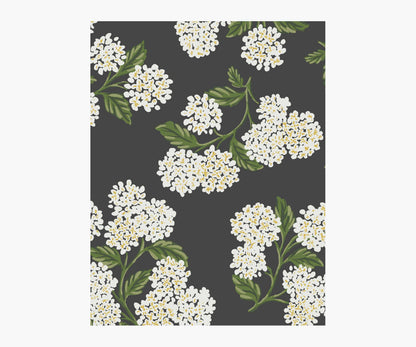 Hydrangea Wallpaper Sample - Black & White - Peel and Stick Wallpaper