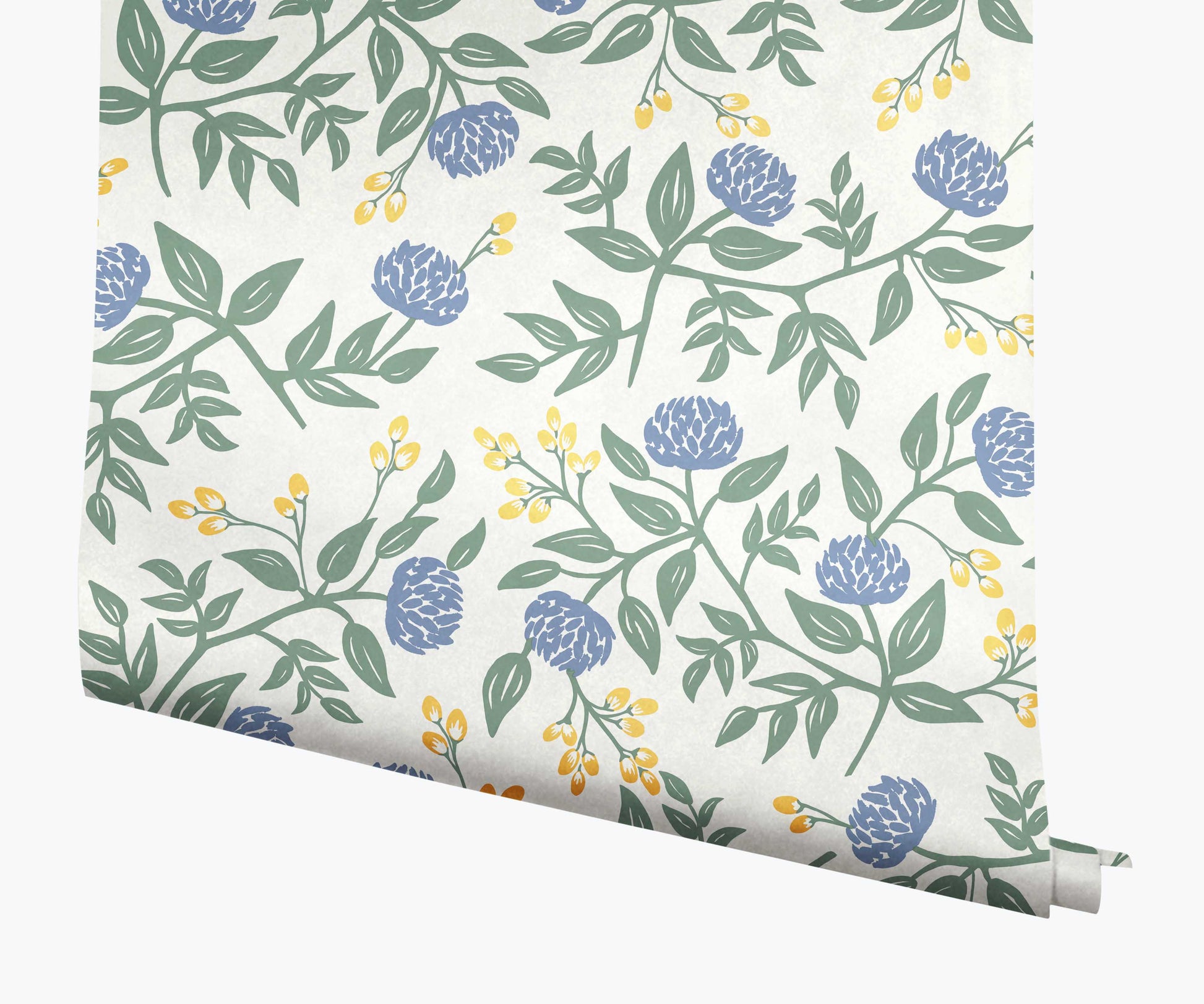 Peonies Wallpaper - Periwinkle & Sage - Peel and Stick Wallpaper