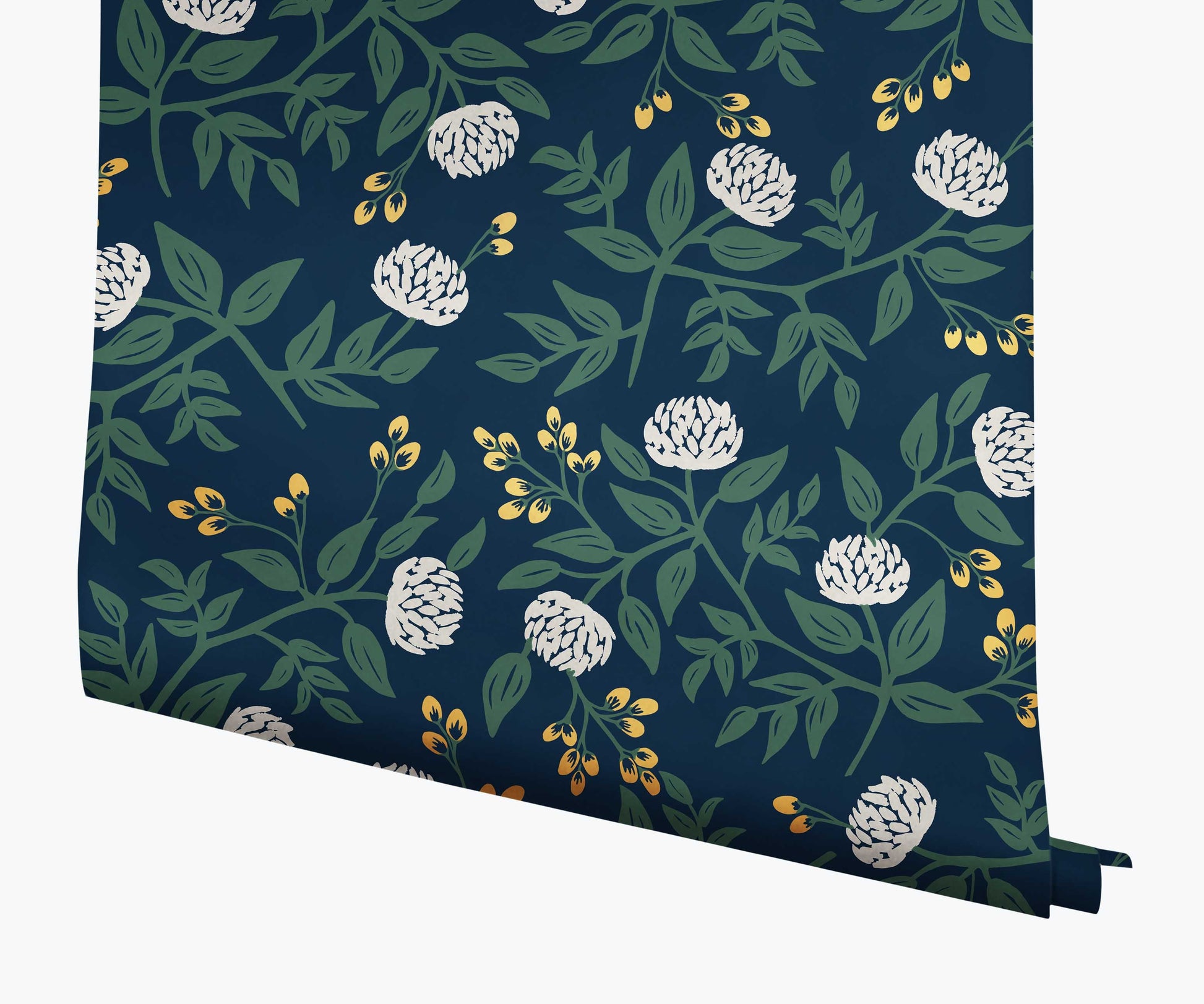 Peonies Wallpaper - Navy - Peel and Stick Wallpaper
