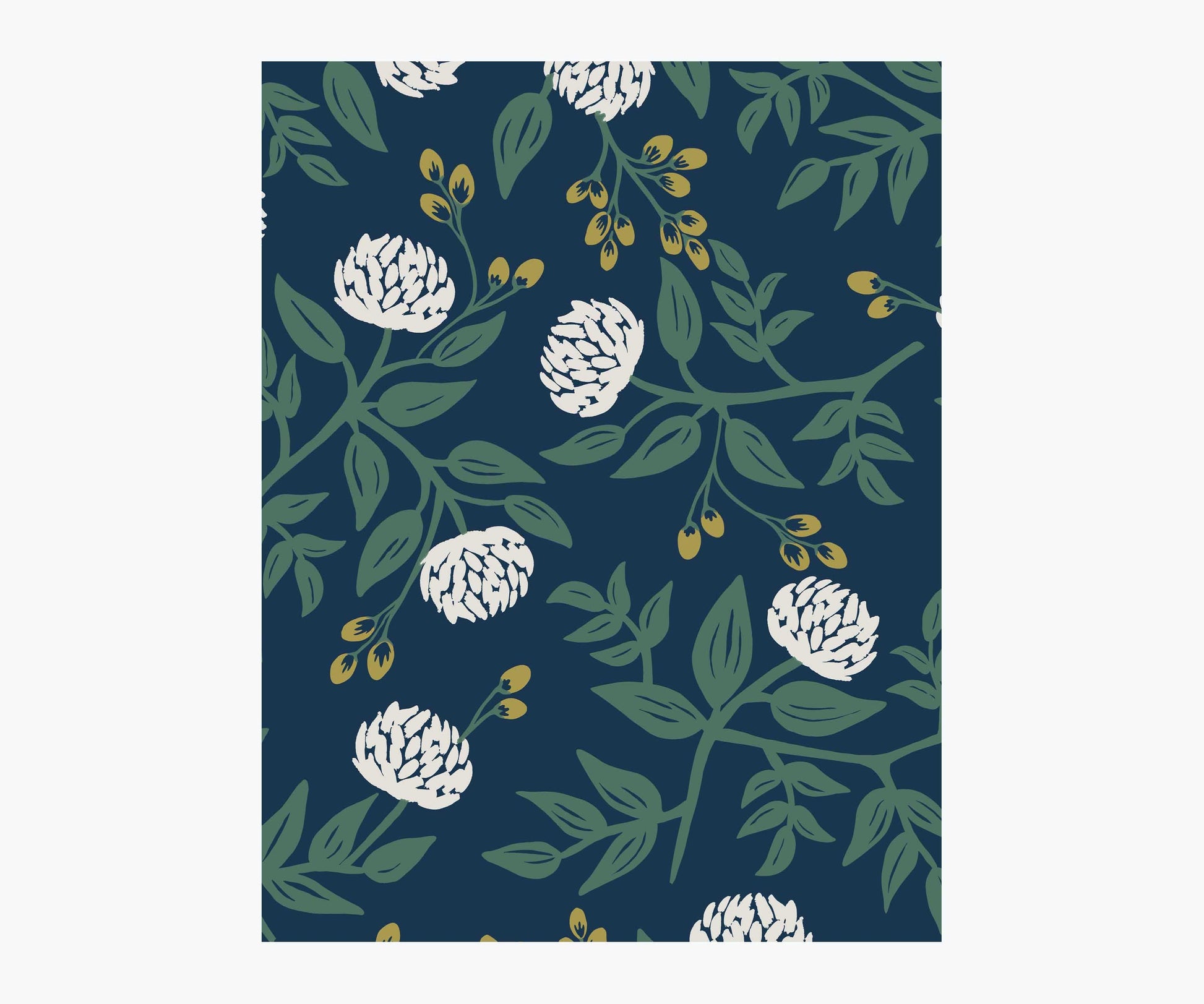 Peonies Wallpaper Sample - Navy - Peel and Stick Wallpaper