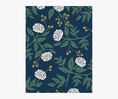 Peonies Wallpaper Sample - Navy - Peel and Stick Wallpaper