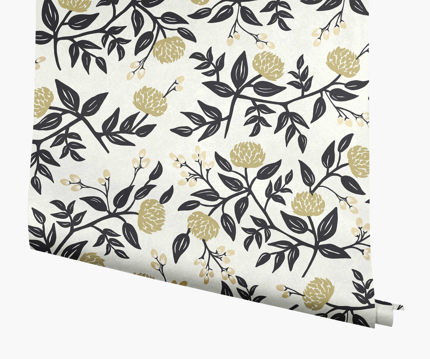 Peonies Wallpaper - White & Black - Peel and Stick Wallpaper