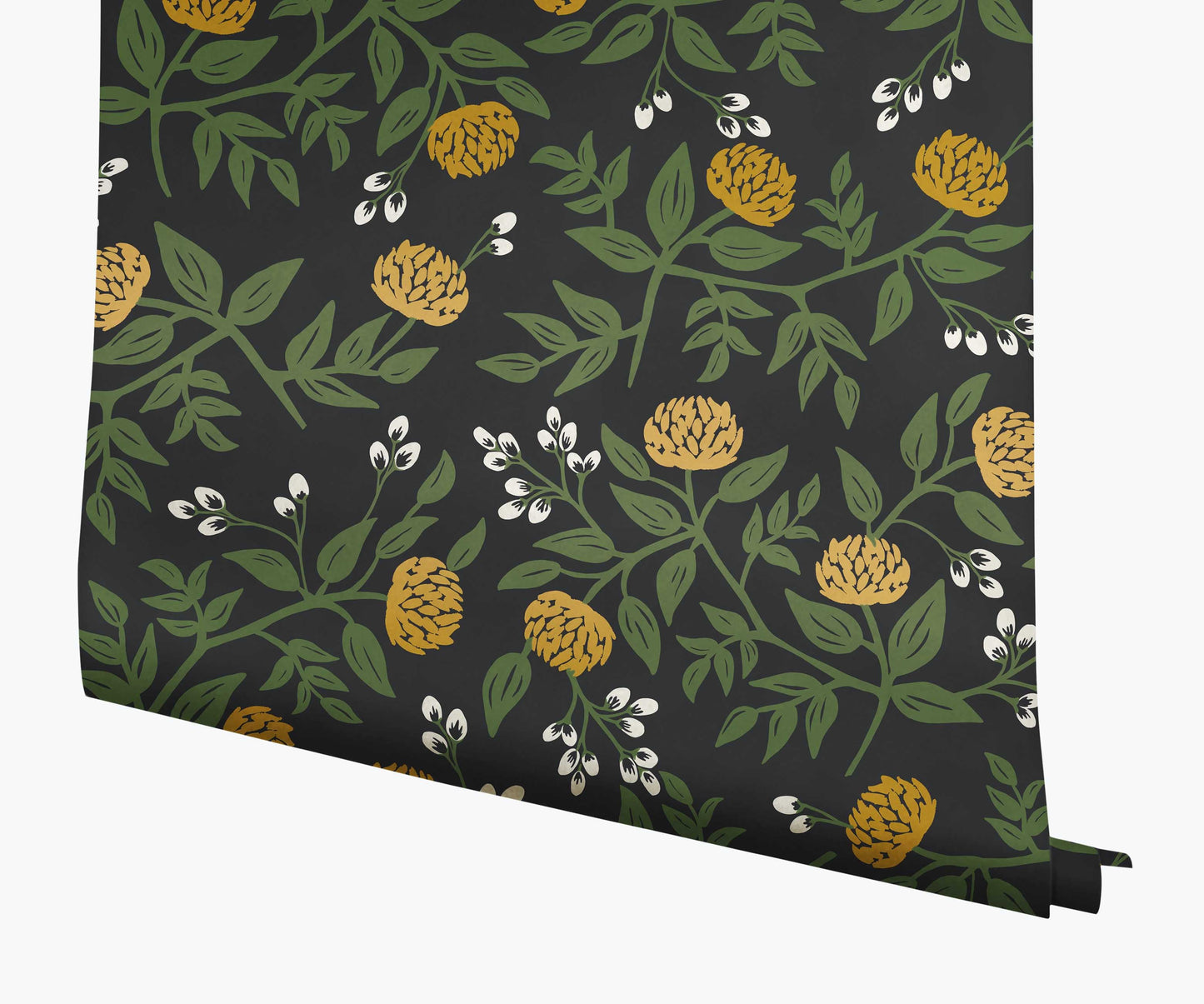 Peonies Wallpaper - Black & Metallic Gold - Peel and Stick Wallpaper