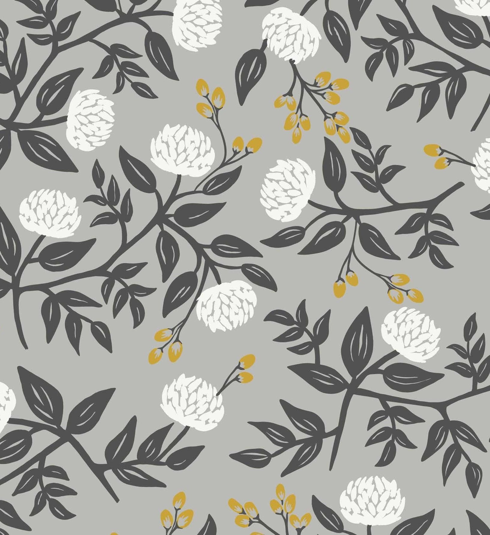 Peonies Wallpaper - Grey
