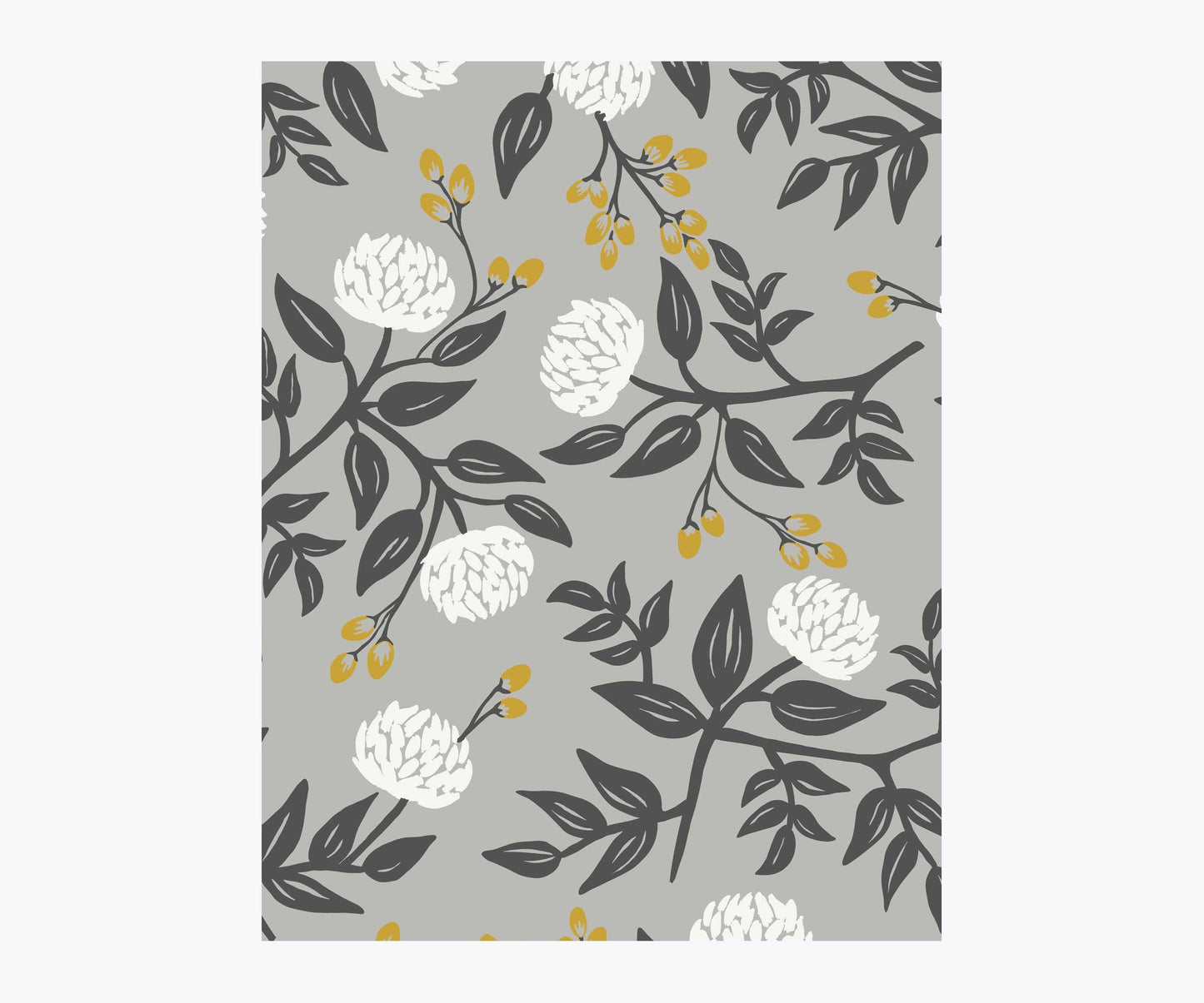 Peonies Wallpaper Sample - Grey - Peel and Stick Wallpaper