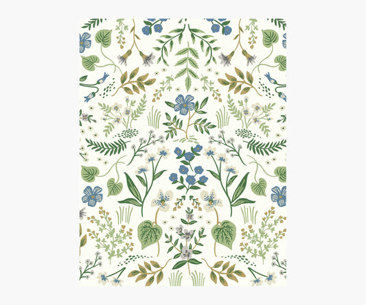 Wildwood Wallpaper Sample - Blue & Green - Peel and Stick Wallpaper