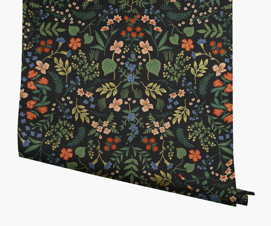 Wildwood Wallpaper - Black Multi - Peel and Stick Wallpaper