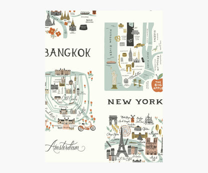 City Maps Wallpaper Sample - Mint - Peel and Stick Wallpaper