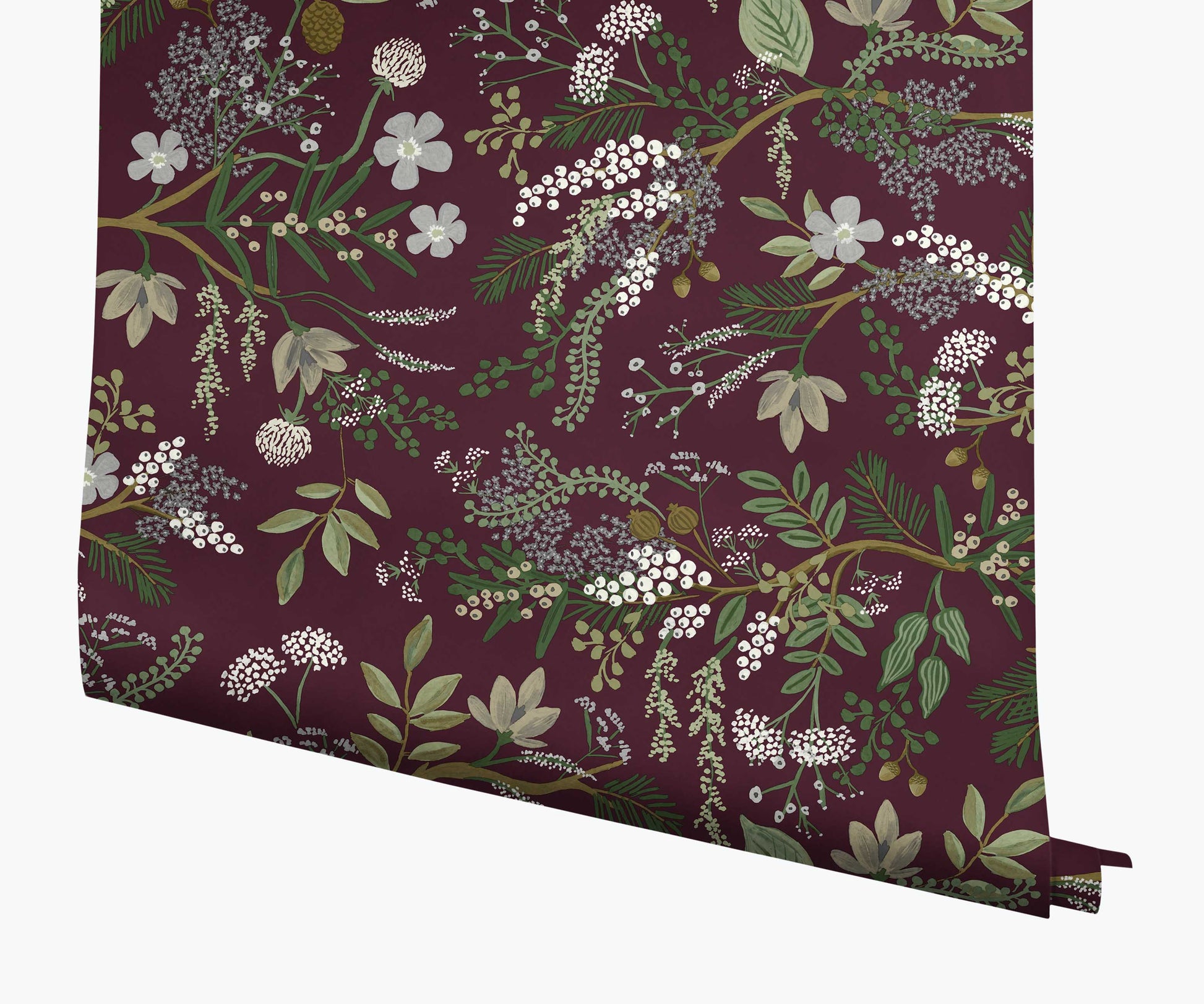 Juniper Forest Wallpaper - Burgundy - Peel and Stick Wallpaper