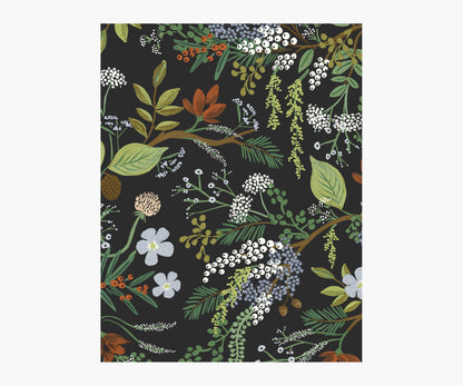 Juniper Forest Wallpaper Sample - Black - Peel and Stick Wallpaper