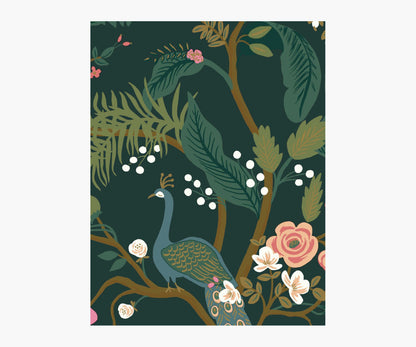 Peacock Wallpaper Sample - Emerald - Peel and Stick Wallpaper