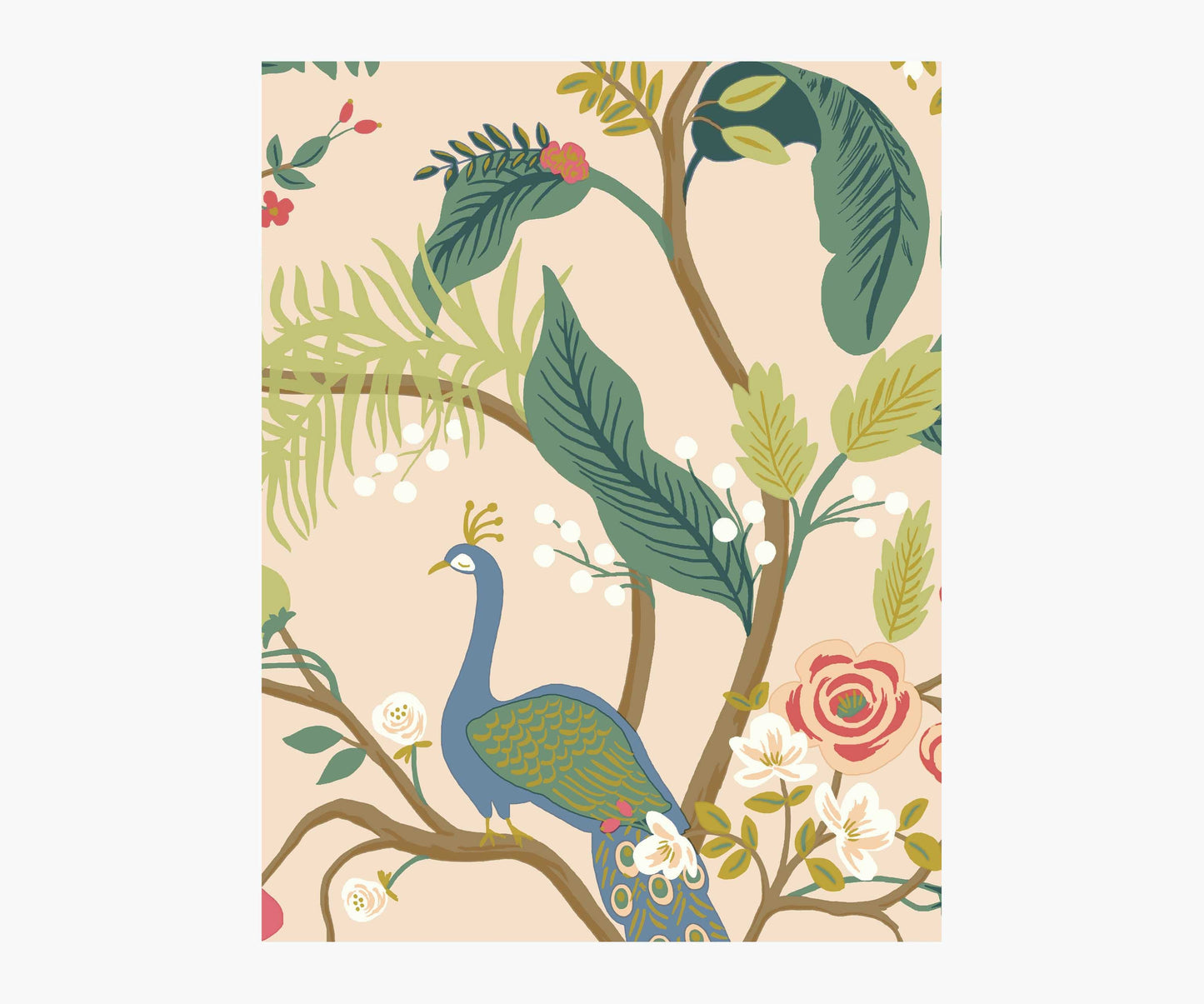 Peacock Wallpaper Sample - Blush - Peel and Stick Wallpaper