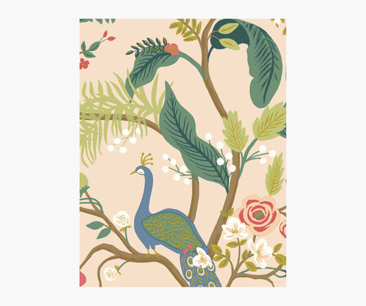 Peacock Wallpaper Sample - Blush - Peel and Stick Wallpaper
