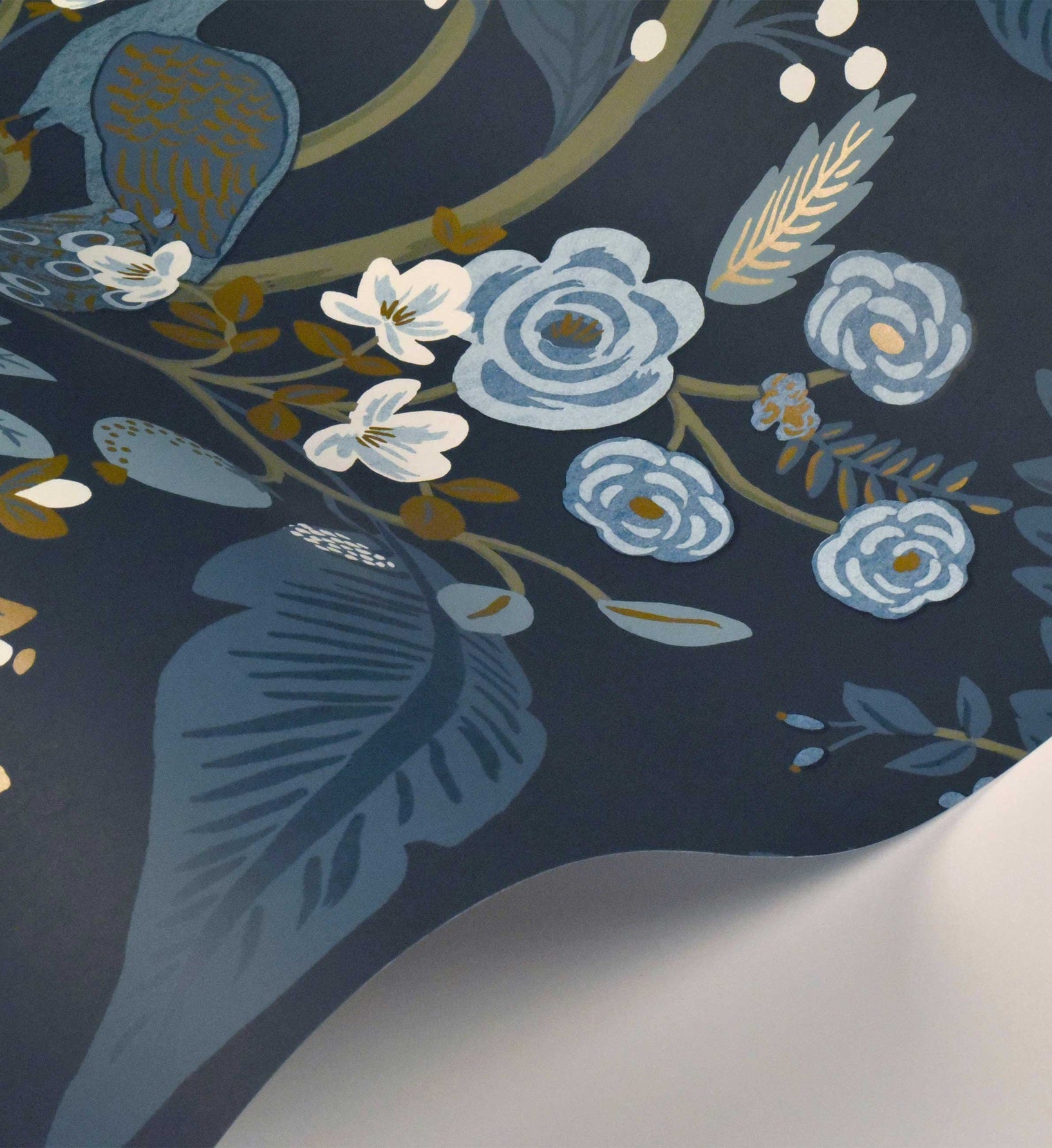Peacock Wallpaper - Navy