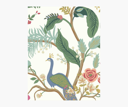 Peacock Wallpaper Sample - Rouge - Peel and Stick Wallpaper
