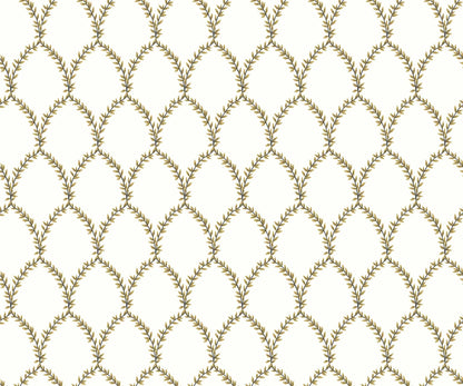 Laurel Wallpaper - Metallic Gold & White