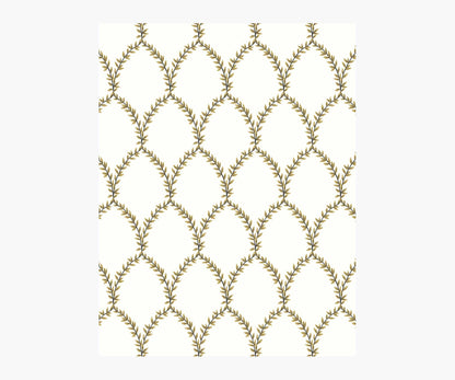 Laurel Wallpaper Sample - Metallic Gold & White - Peel and Stick Wallpaper