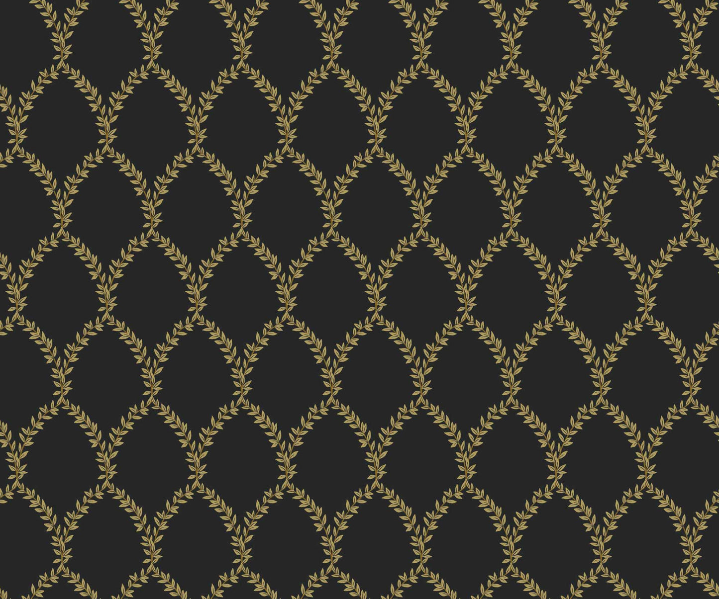 Laurel Wallpaper - Metallic Gold & Black