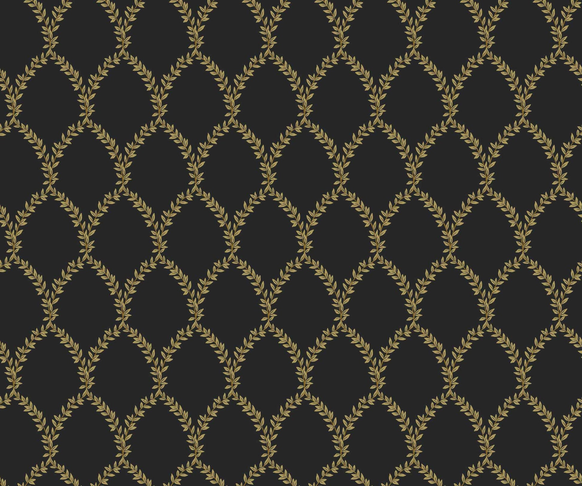 Laurel Wallpaper - Metallic Gold & Black
