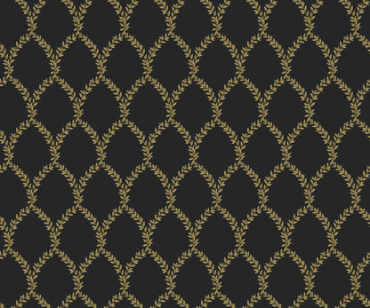 Laurel Wallpaper - Metallic Gold & Black