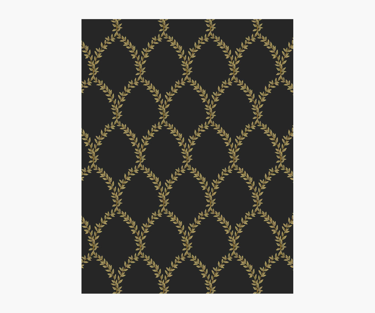 Laurel Wallpaper Sample - Metallic Gold & Black - Peel and Stick Wallpaper