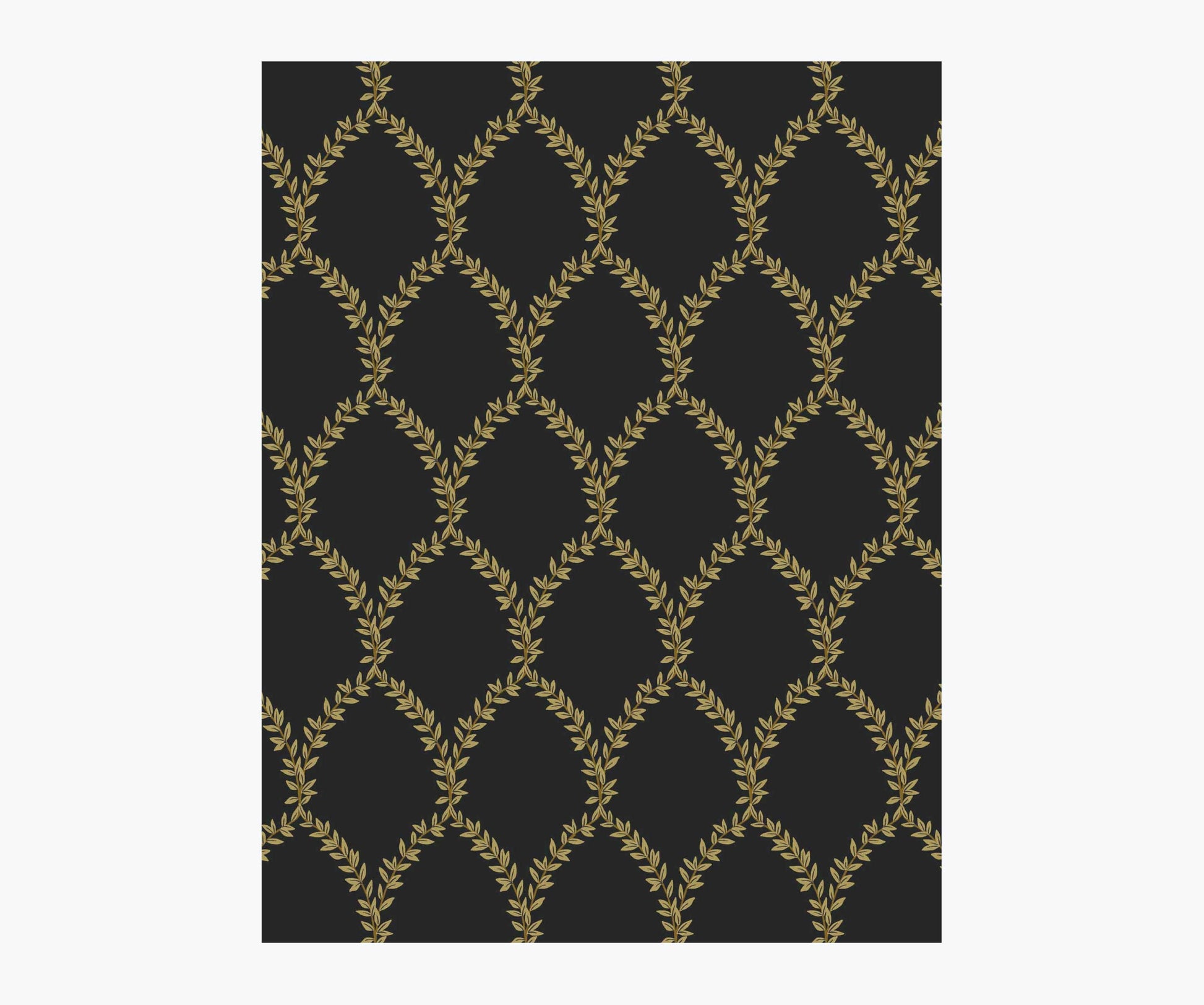 Laurel Wallpaper Sample - Metallic Gold & Black - Peel and Stick Wallpaper