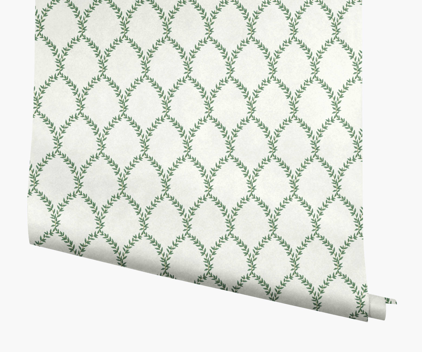 Laurel Wallpaper - Green & White - Peel and Stick Wallpaper