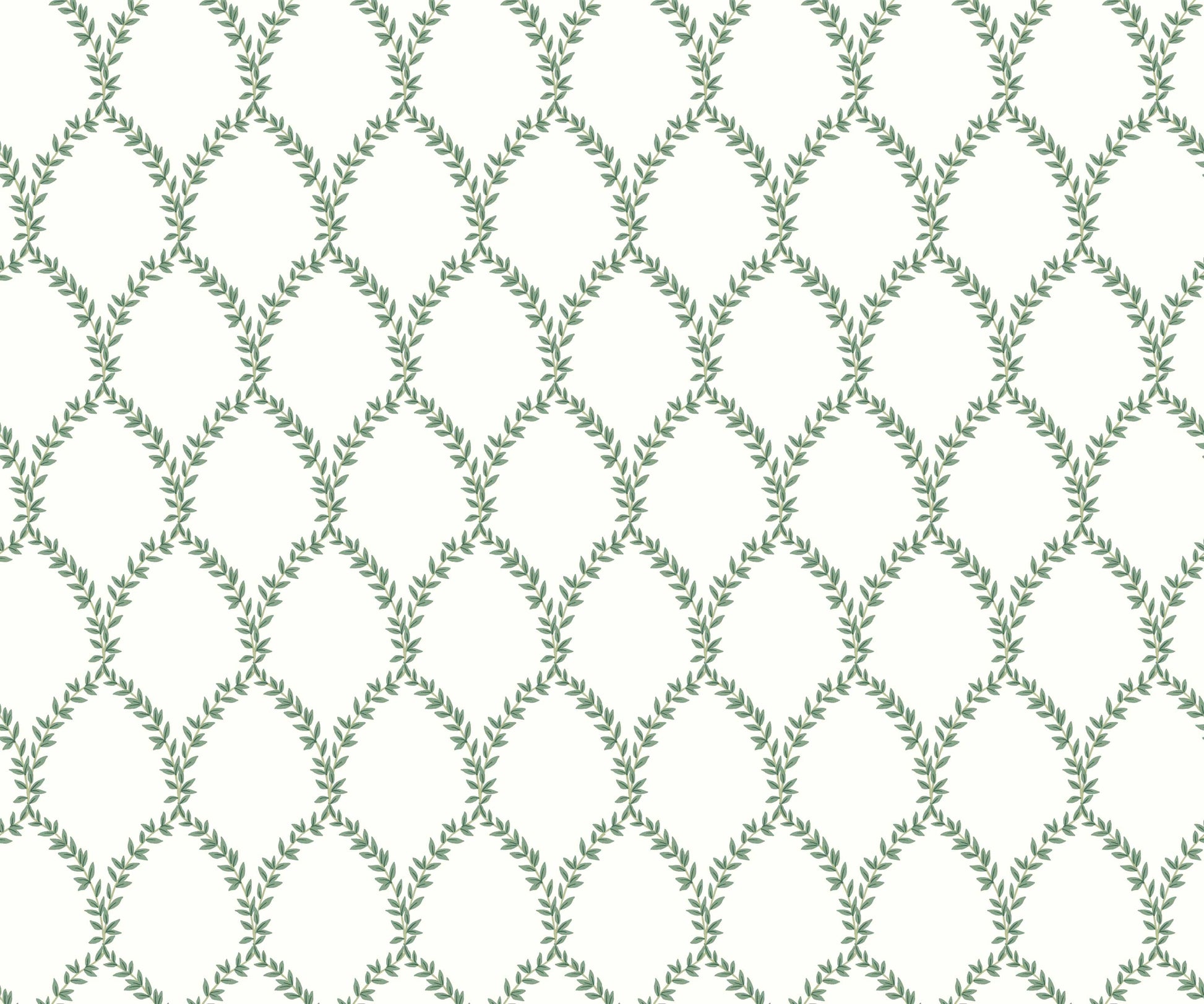 Laurel Wallpaper - Green & White