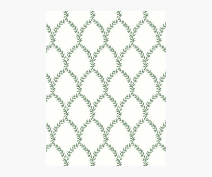 Laurel Wallpaper Sample - Green & White - Peel and Stick Wallpaper
