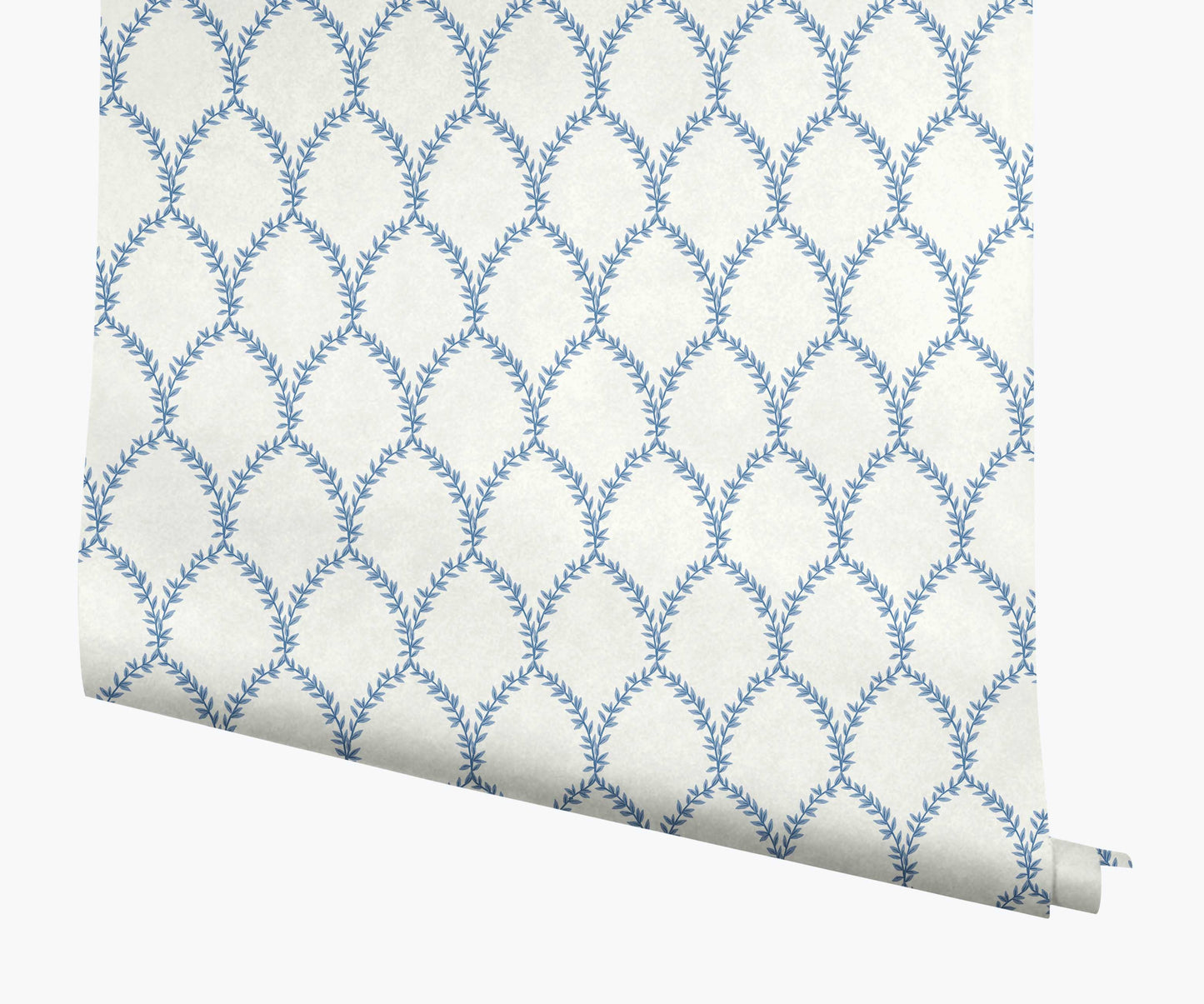 Laurel Wallpaper - Blue & White - Peel and Stick Wallpaper
