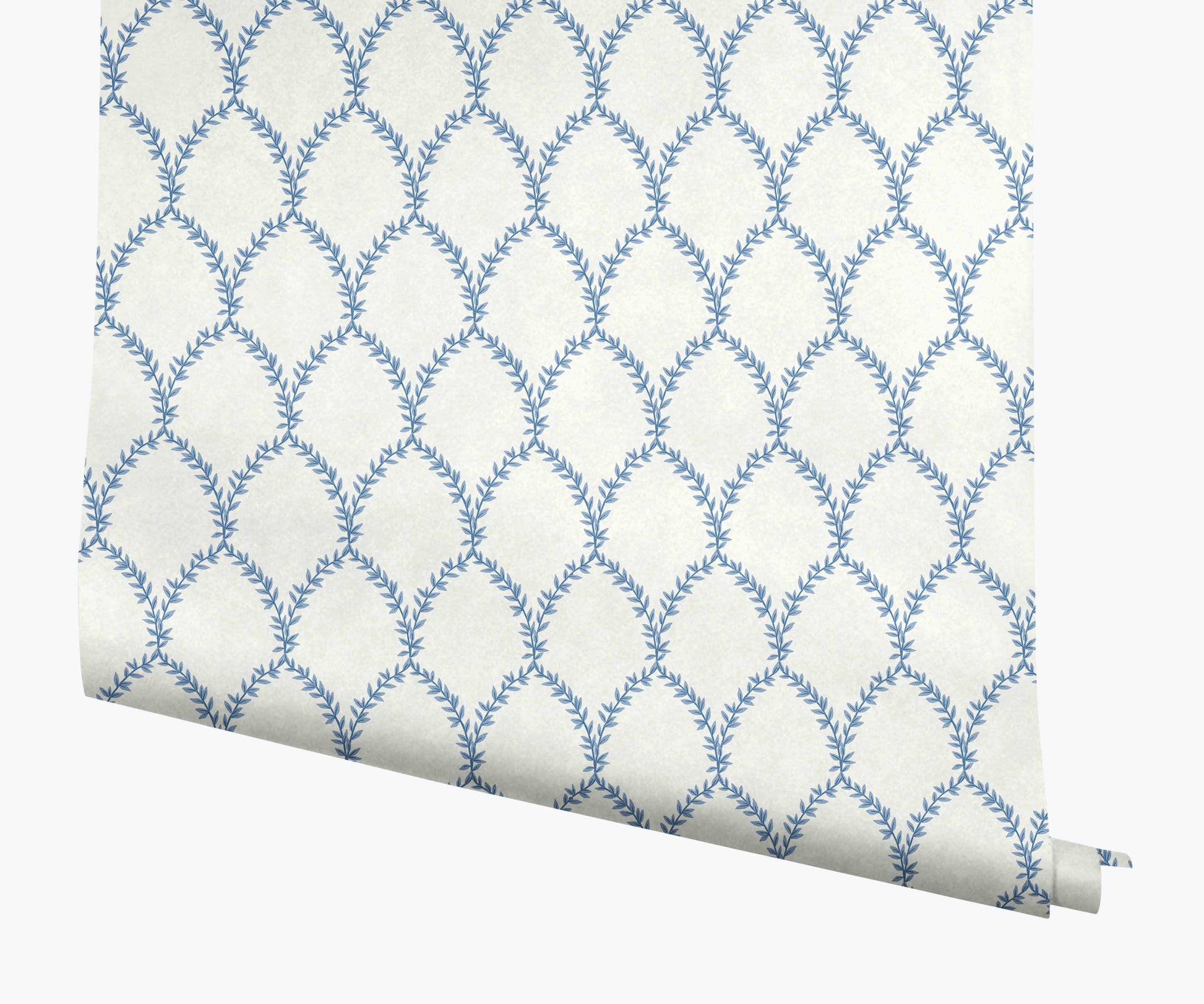 Laurel Wallpaper - Blue & White - Peel and Stick Wallpaper