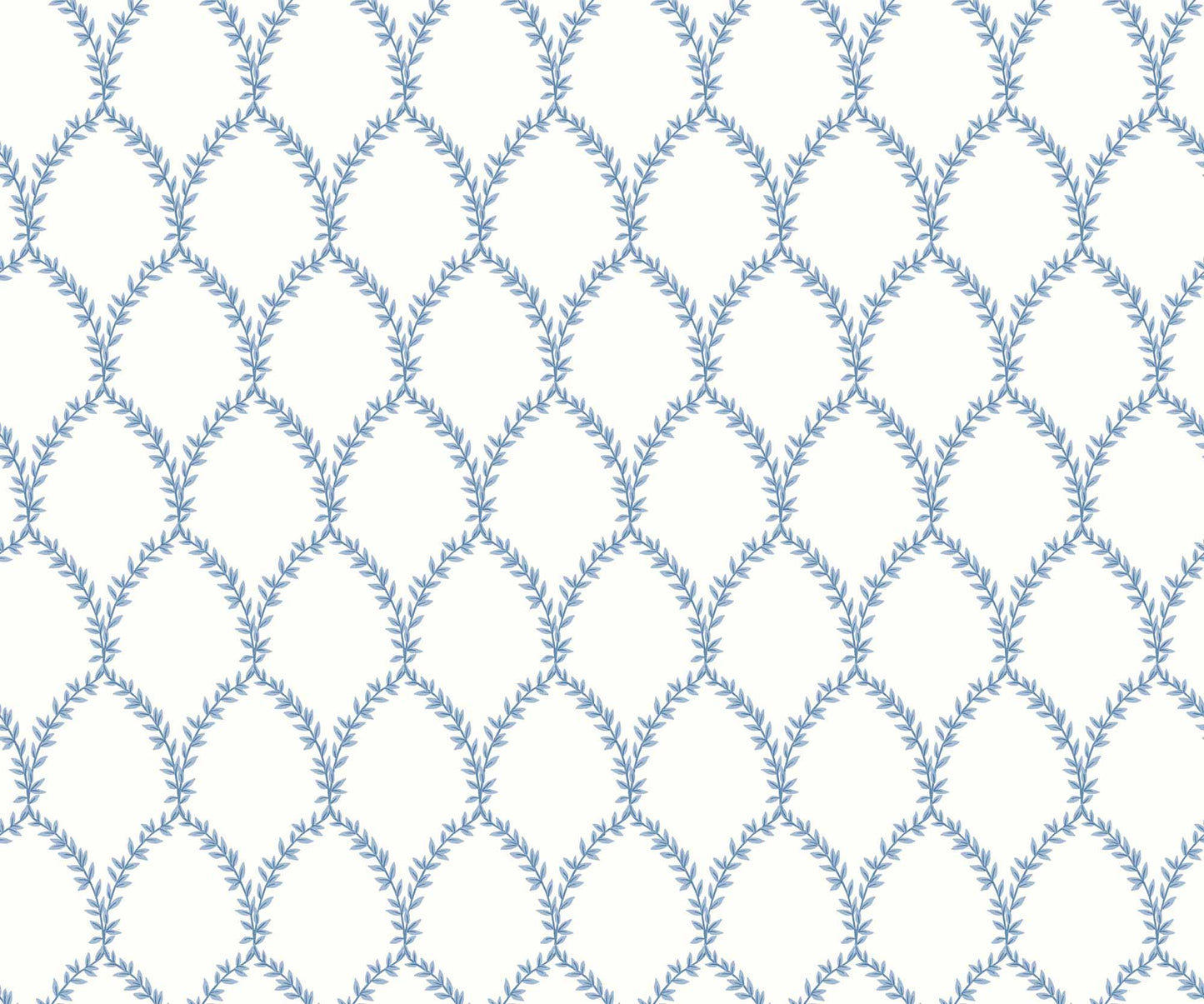 Laurel Wallpaper - Blue & White