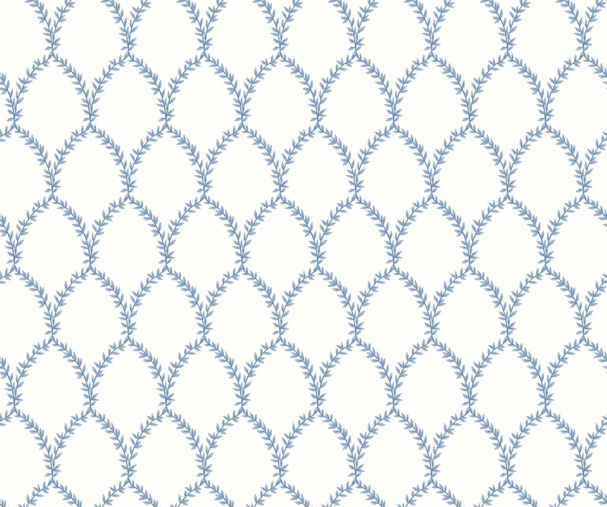 Laurel Wallpaper - Blue & White