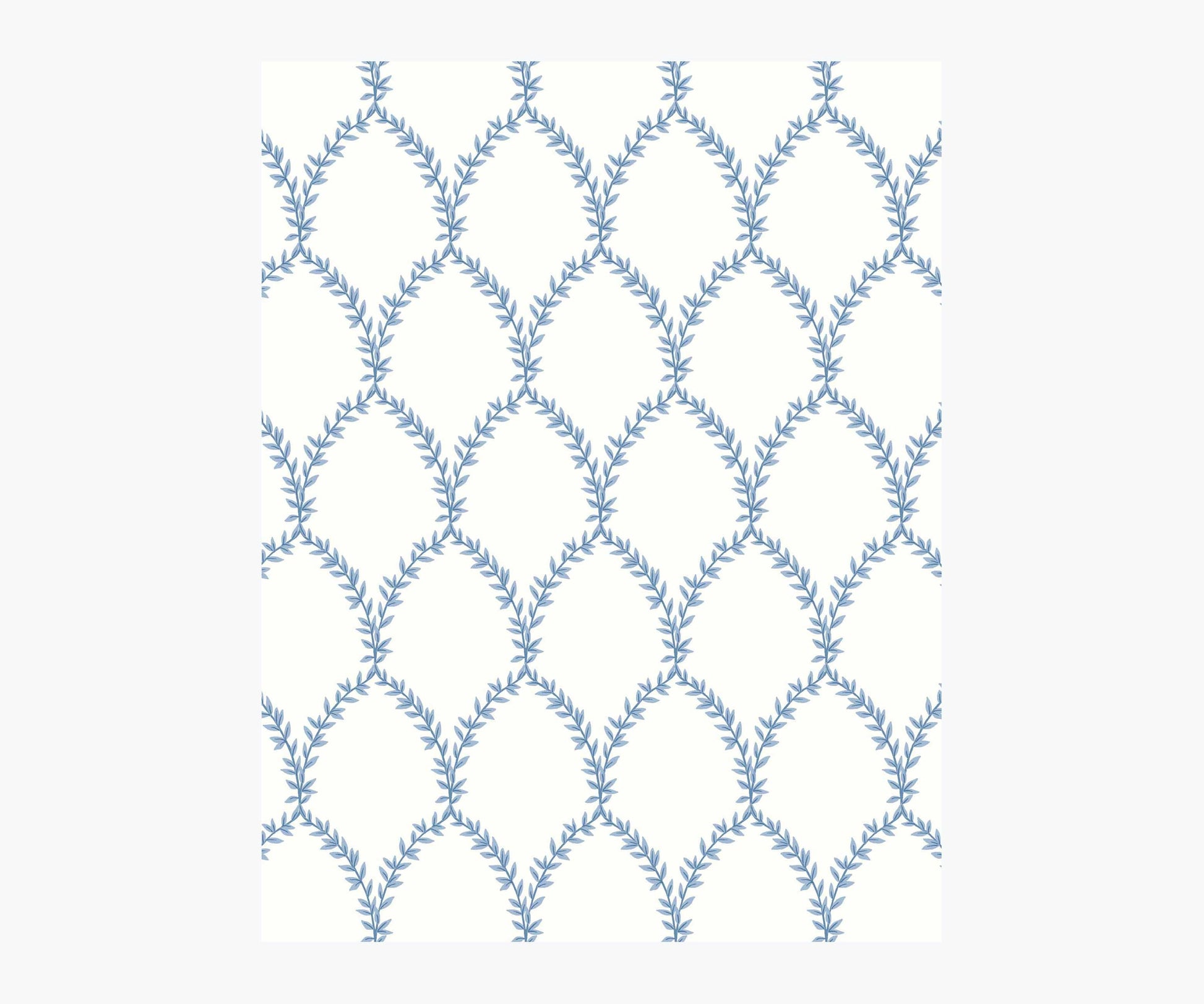 Laurel Wallpaper Sample - Blue & White - Peel and Stick Wallpaper