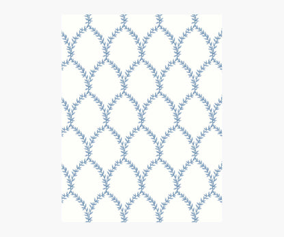 Laurel Wallpaper Sample - Blue & White - Peel and Stick Wallpaper
