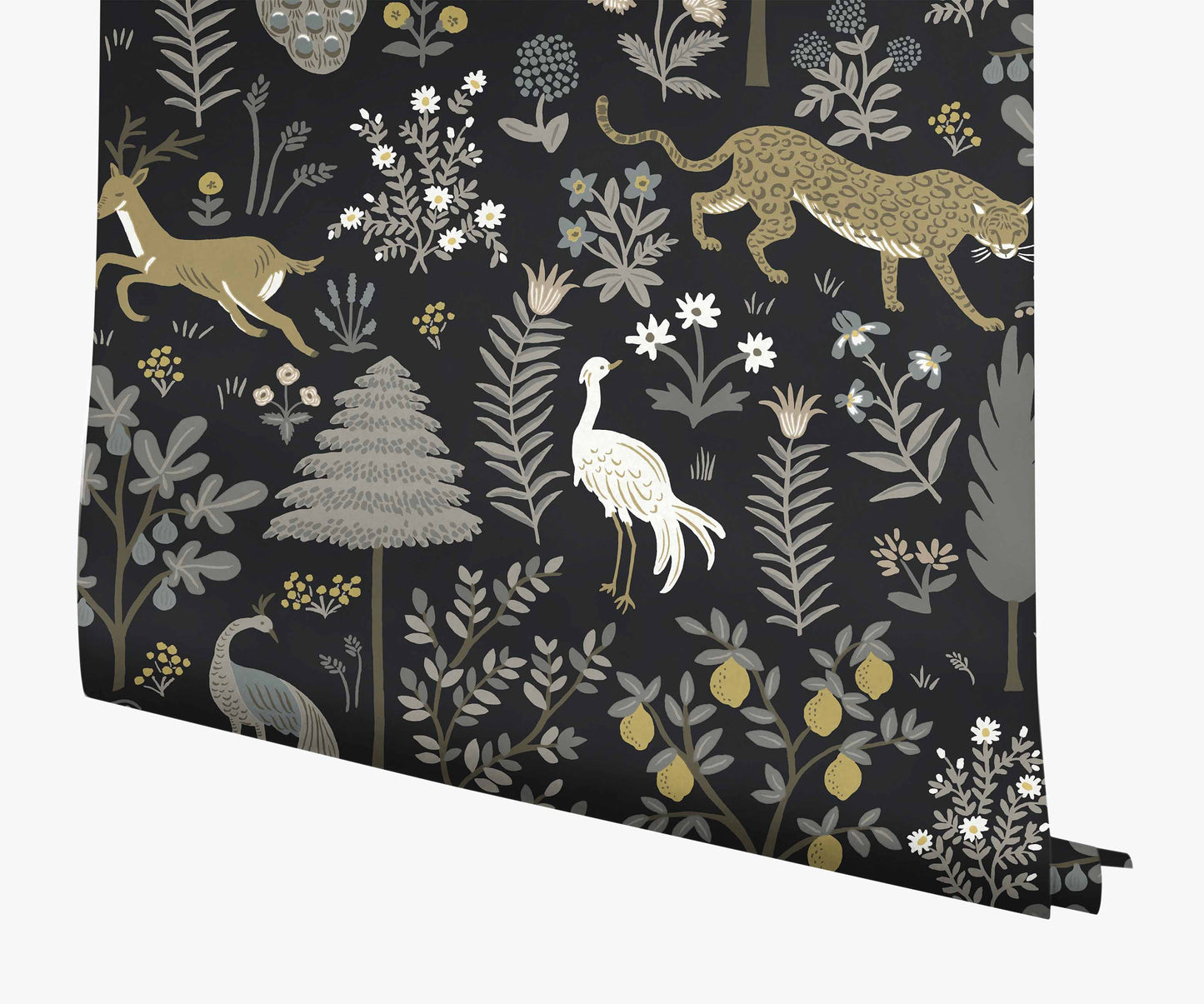 Menagerie Wallpaper - Black - Peel and Stick Wallpaper