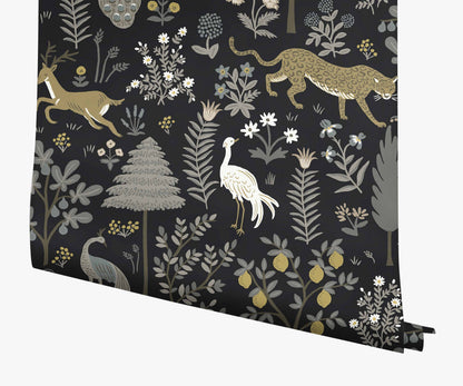 Menagerie Wallpaper - Black - Peel and Stick Wallpaper